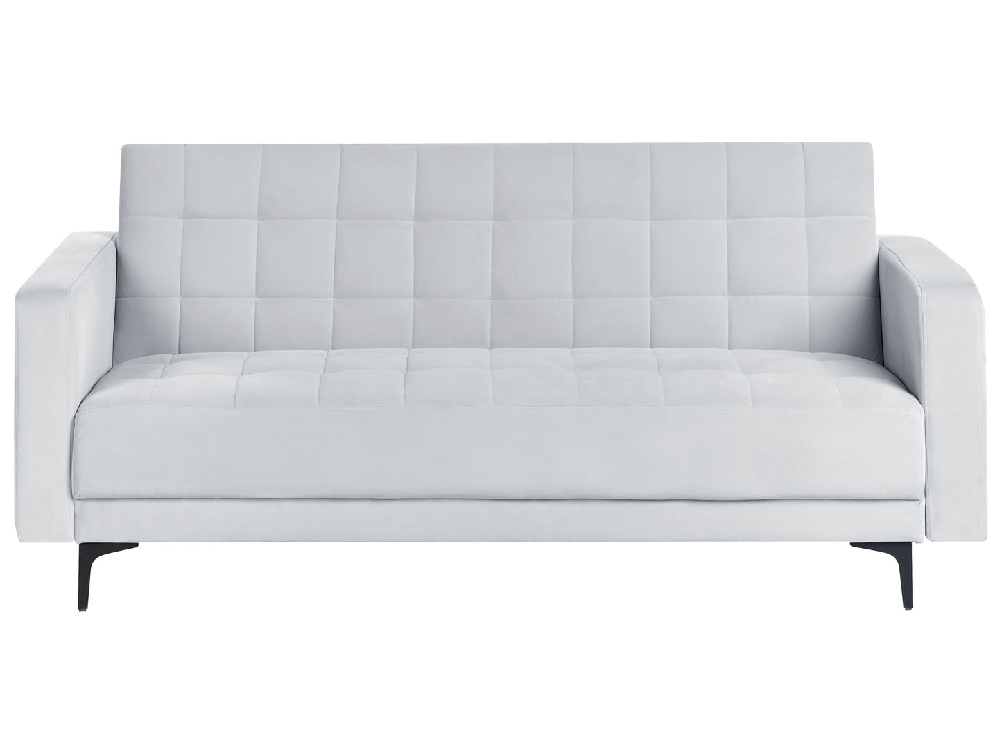 Sofa Bed Light Grey Velvet Tufted 3Seater Track Arm