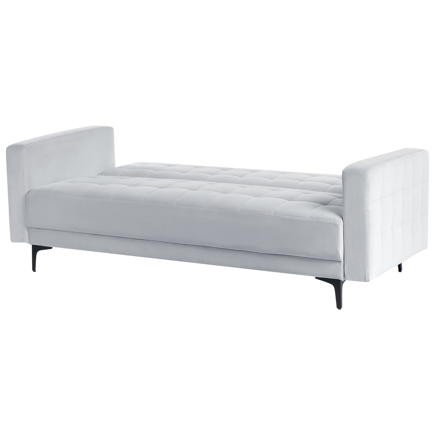 Sofa Bed Light Grey Velvet Tufted 3Seater Track Arm