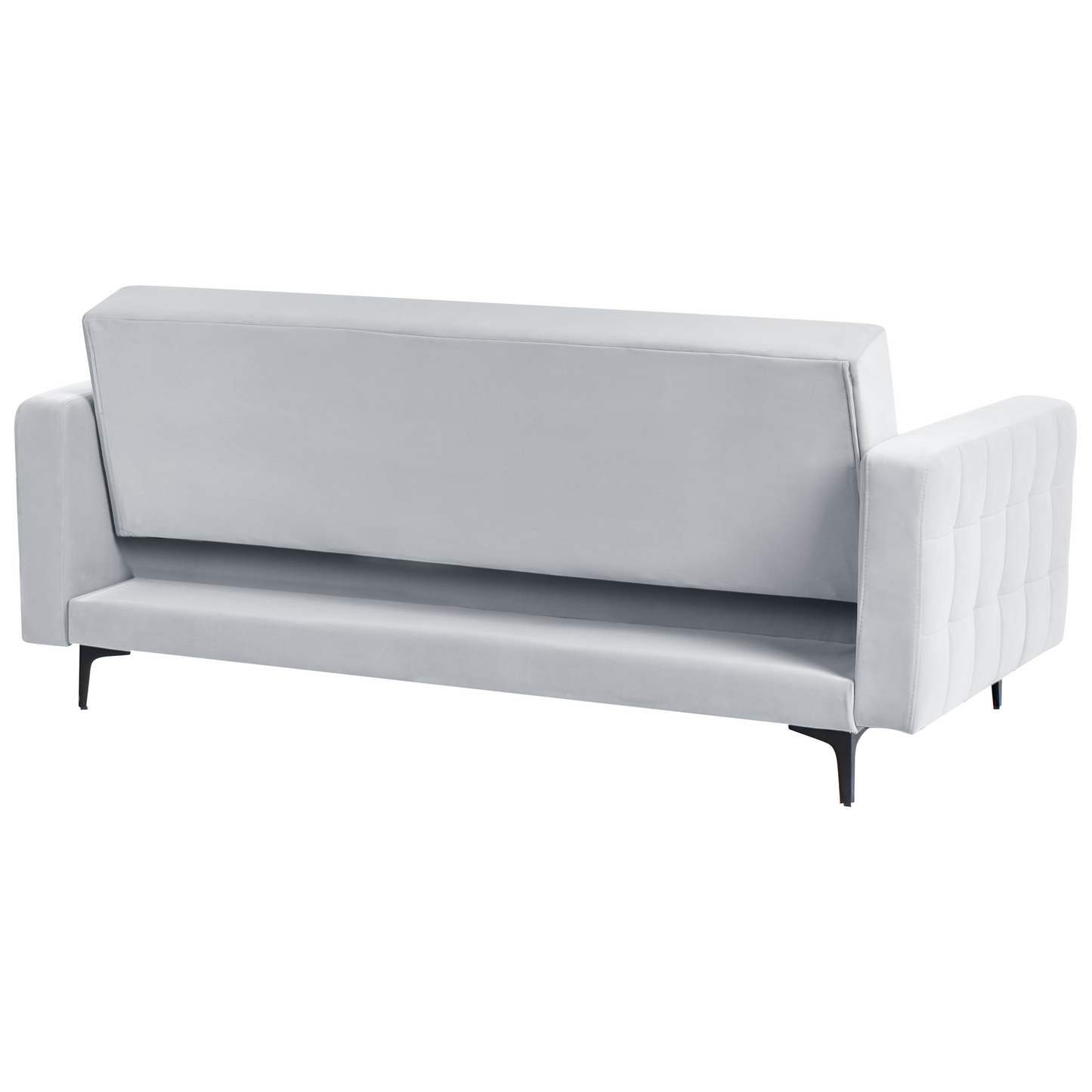 Sofa Bed Light Grey Velvet Tufted 3Seater Track Arm