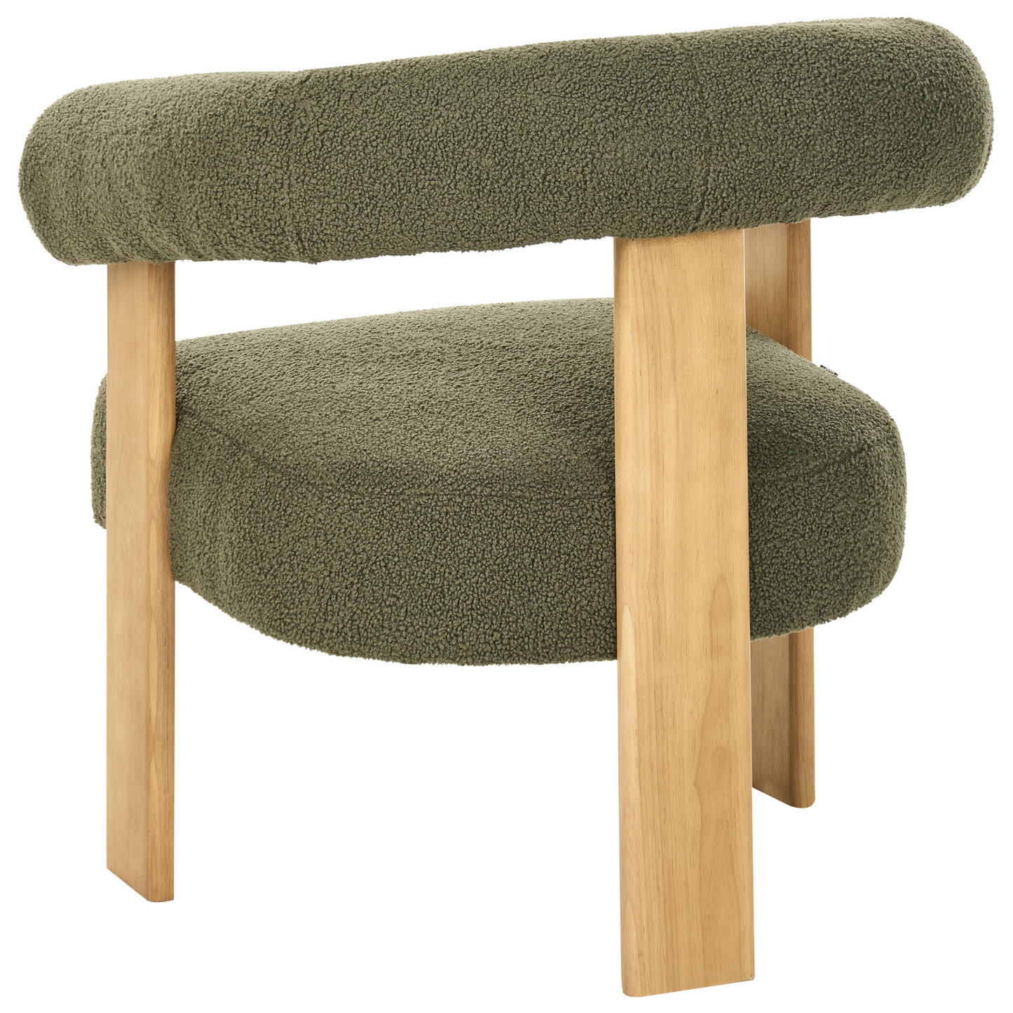 Armchair Green And Light Brown Boucle Upholstery Retro Design With Wooden Legs