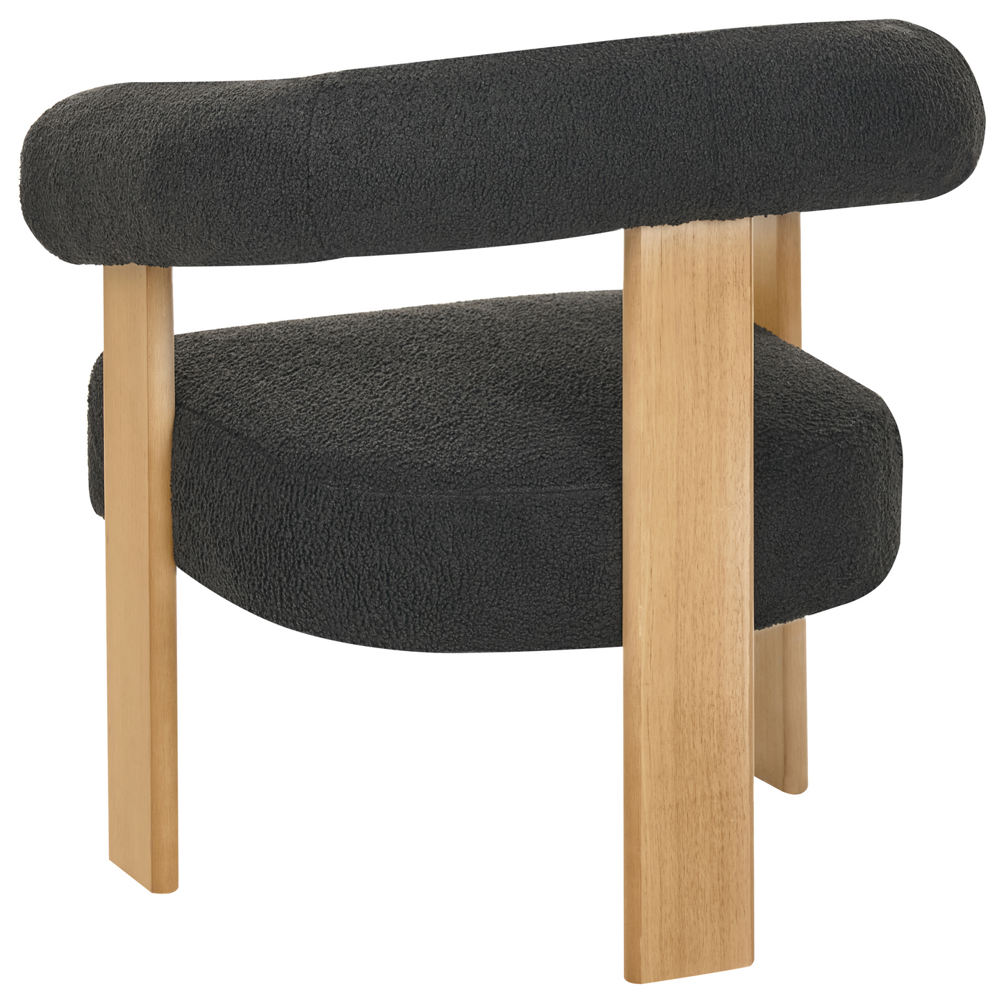 Armchair Black And Light Brown Boucle With Wooden Legs