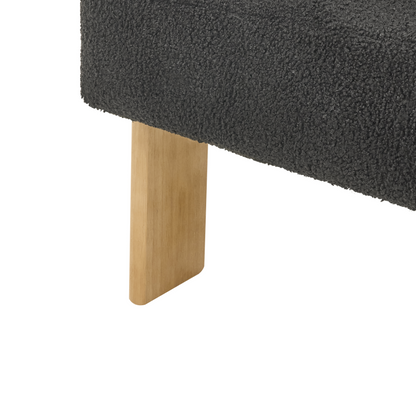 Armchair Black And Light Brown Boucle With Wooden Legs