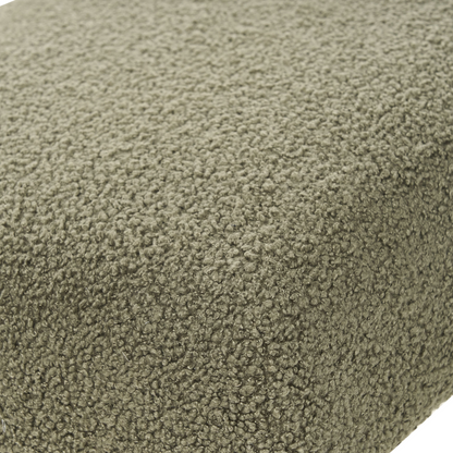 Boucle Bench Green and Brown Upholstered With Wooden Legs