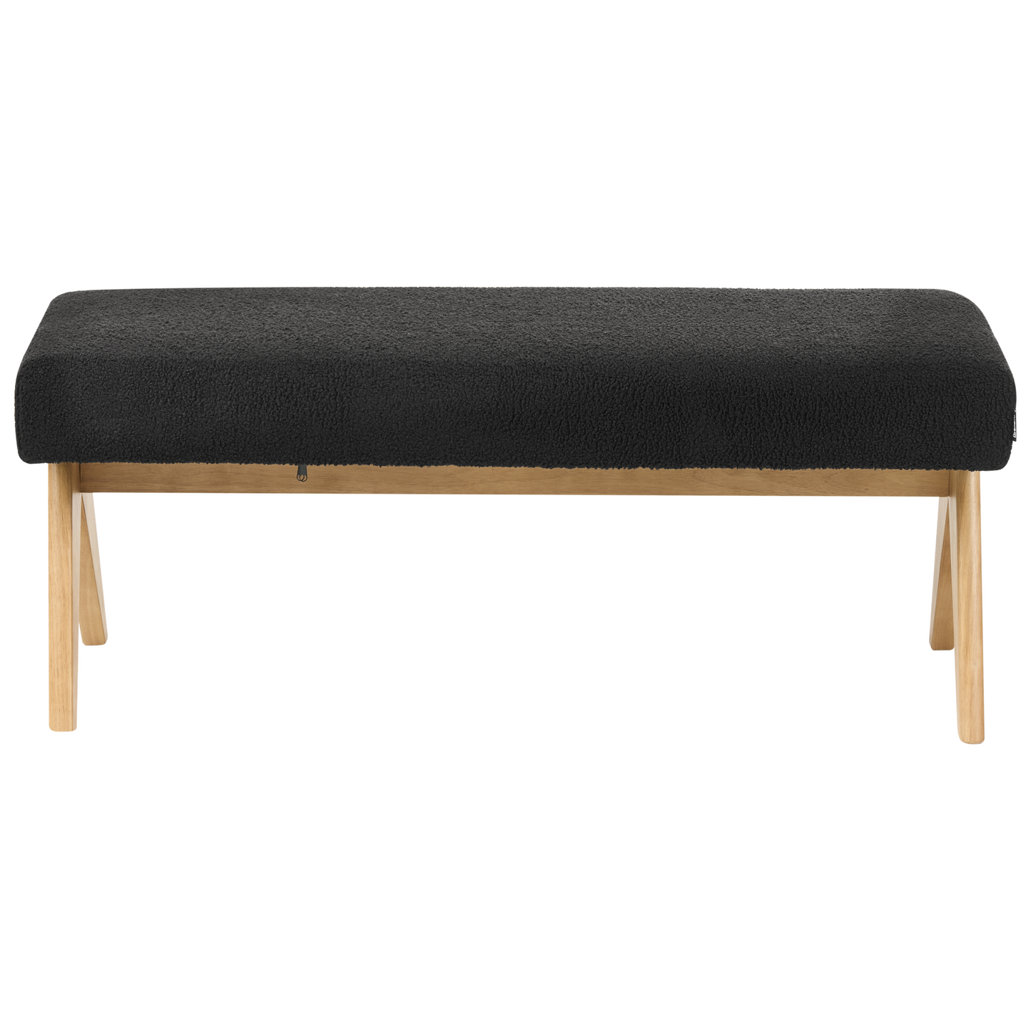 Boucle Bench Black And Light Brown Upholstered Wood Legs Hallway Seat
