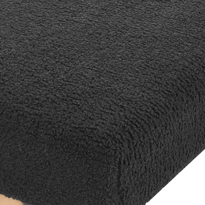 Boucle Bench Black And Light Brown Upholstered Wood Legs Hallway Seat