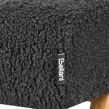 Boucle Bench Black And Light Brown Upholstered Wood Legs Hallway Seat