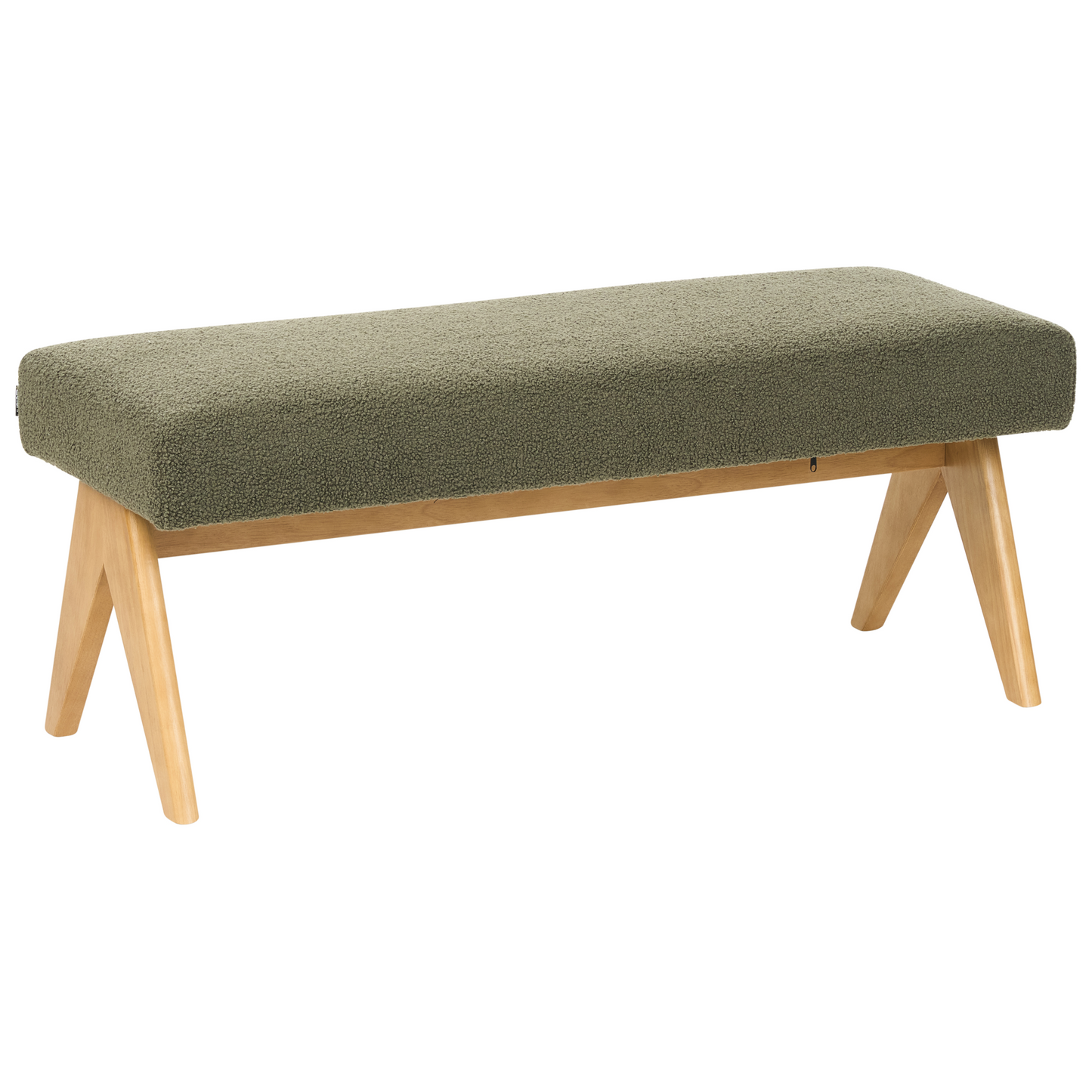 Asterra Boucle Sofa Set 2 Seater Green and Light Brown Wooden Legs