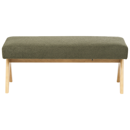 Asterra Boucle Sofa Set 2 Seater Green and Light Brown Wooden Legs