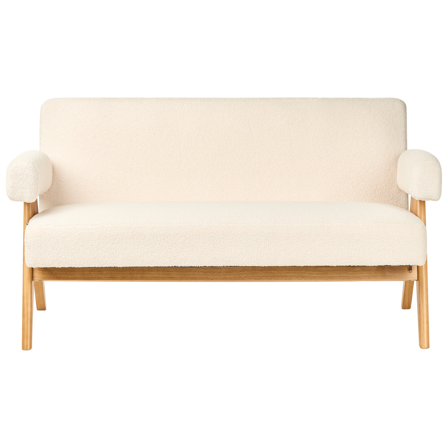 Sofa Set 2 Seater And Bench Off White And Light Brown Boucle