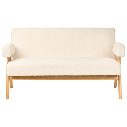 Sofa Set 2 Seater And Bench Off White And Light Brown Boucle