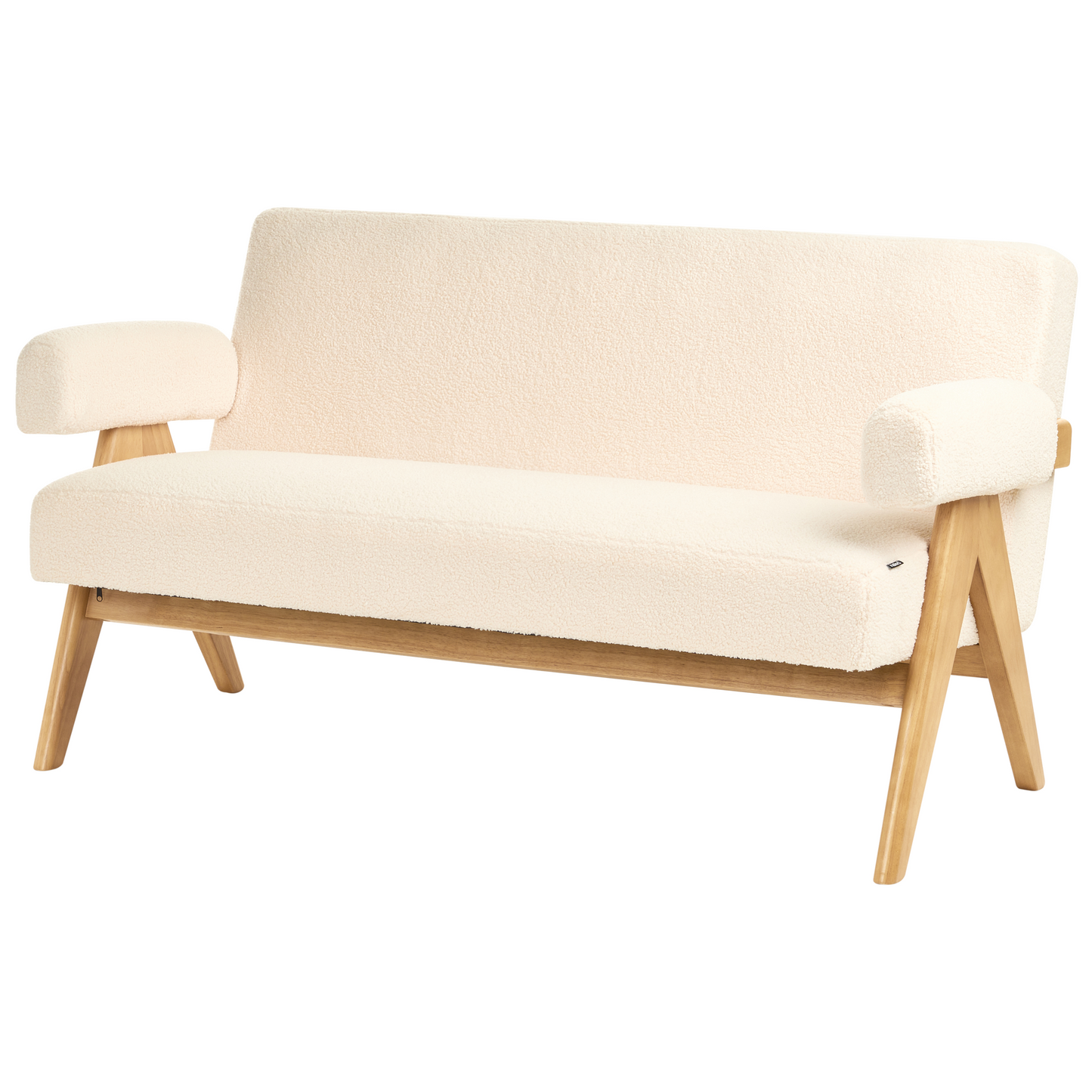 Sofa Set 2 Seater And Bench Off White And Light Brown Boucle