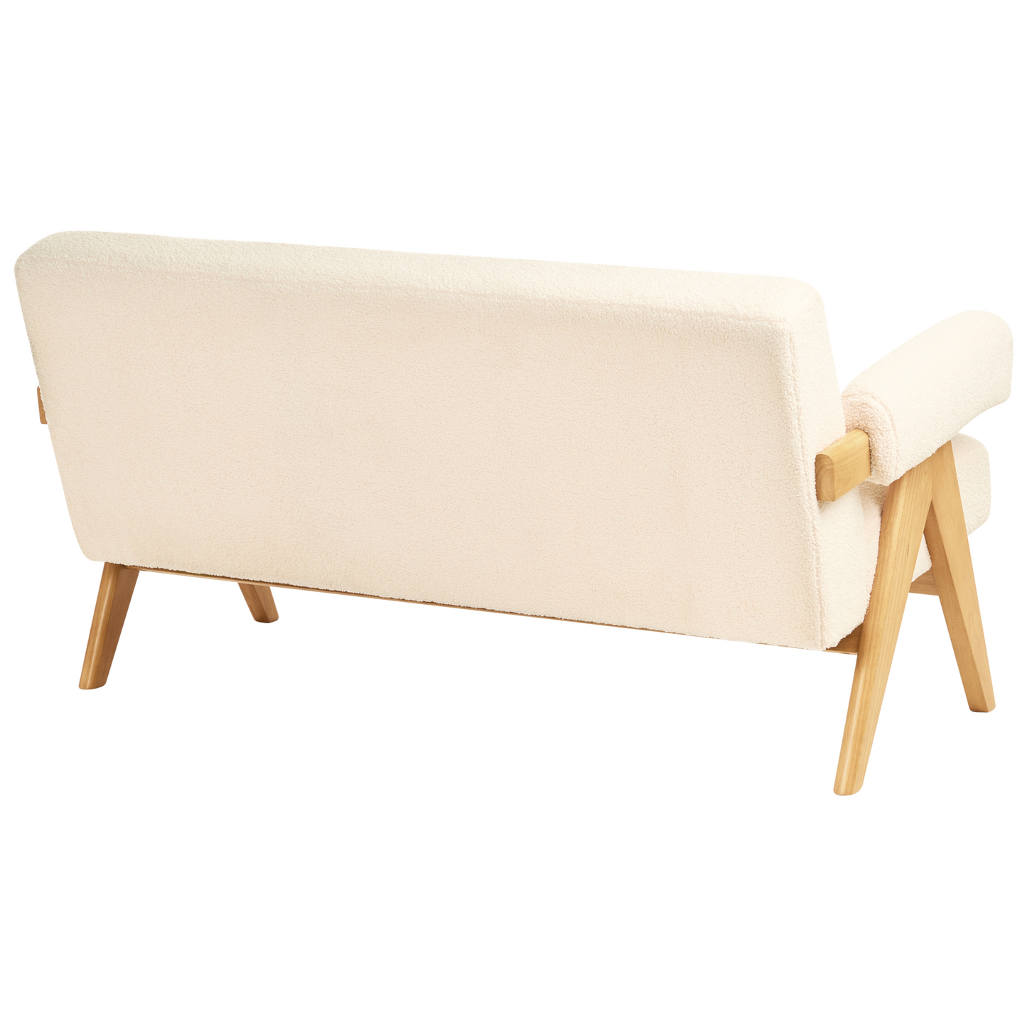 Sofa Set 2 Seater And Bench Off White And Light Brown Boucle