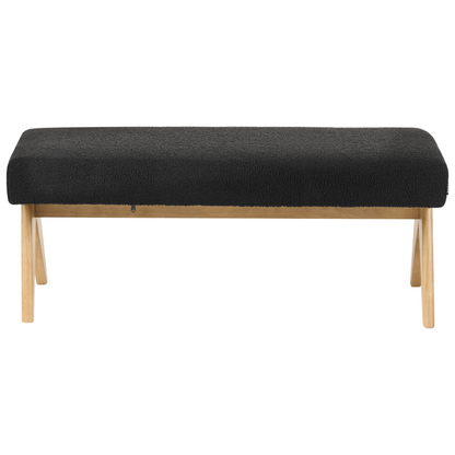Boucle Sofa Set 2 Seater With Bench Black And Light Brown