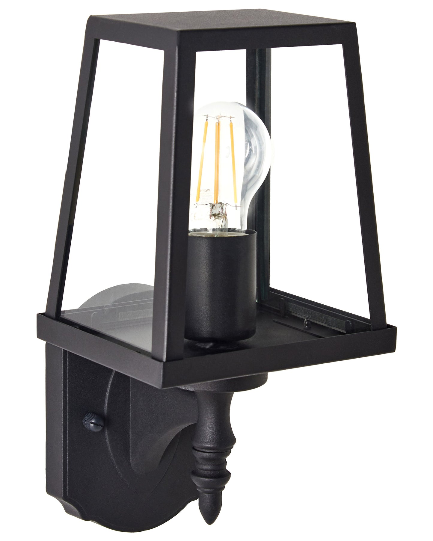 Outdoor Wall Light Sconce Black Matte Iron Glass Weatherproof Patio Garden