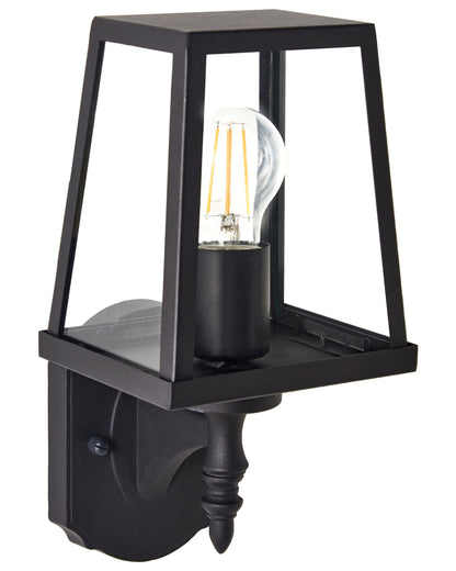 Outdoor Wall Light Sconce Black Matte Iron Glass Weatherproof Patio Garden