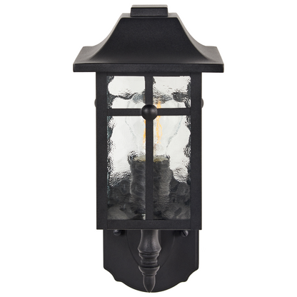 Matte Black Outdoor Wall Light Sconce Glass Iron Weather Resistant For Patio Garden