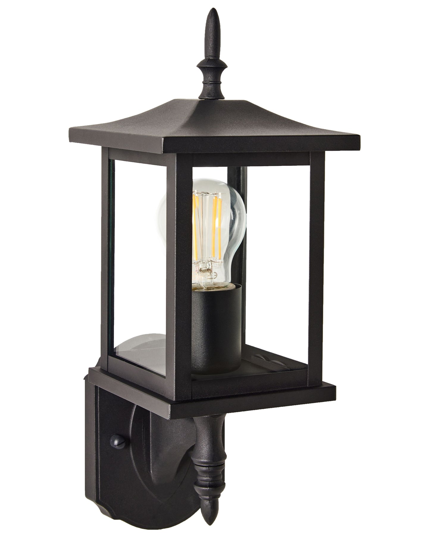 Outdoor Wall Light Lamp Black Sconce Matte Iron Glass Modern Patio Garden