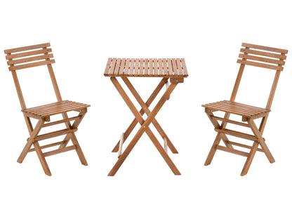 Acacia Living 3 Piece Bistro Set Brown Solid Certified Acacia With Folding Slatted Table And Two Chairs
