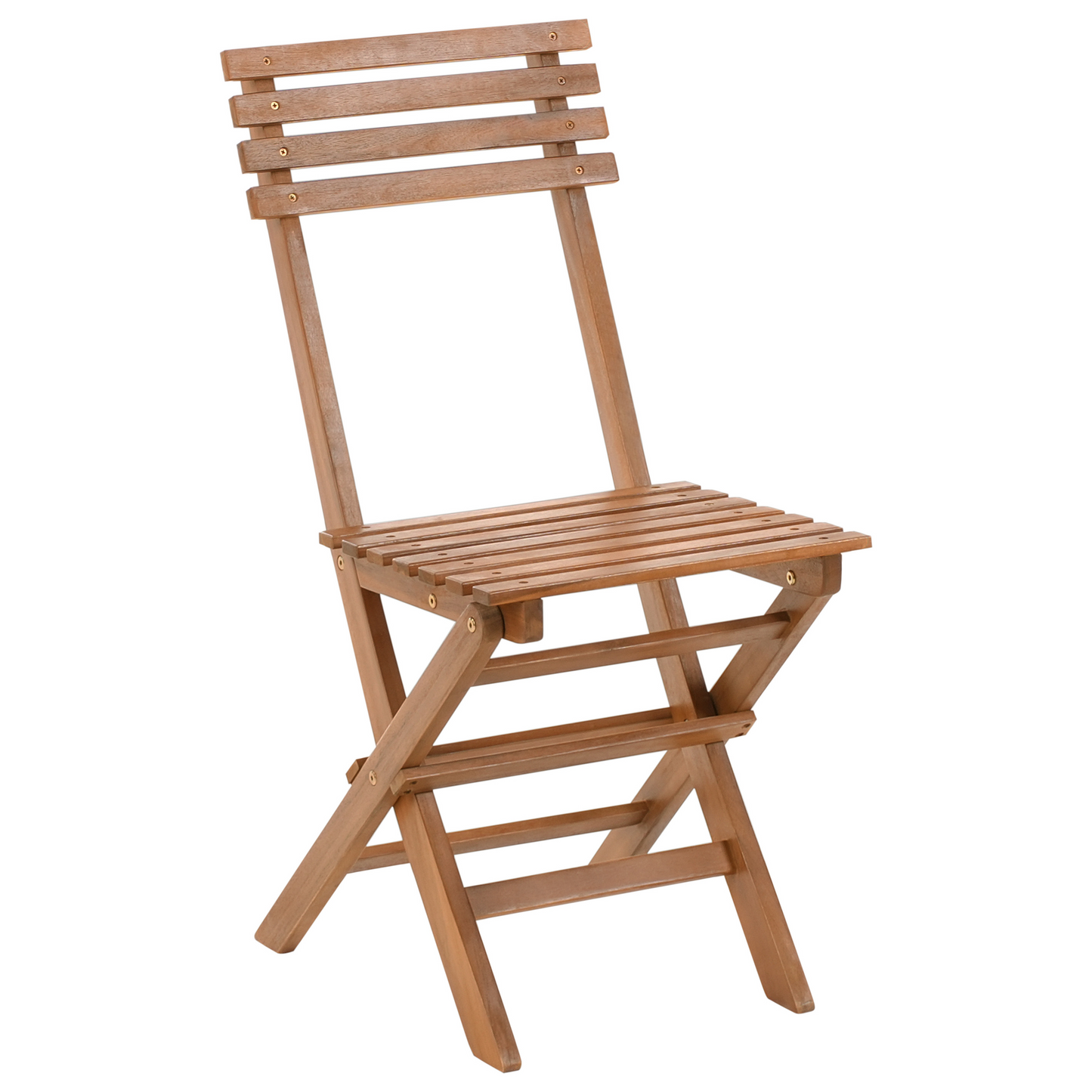 Acacia Living 3 Piece Bistro Set Brown Solid Certified Acacia With Folding Slatted Table And Two Chairs