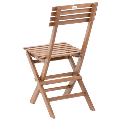 Acacia Living 3 Piece Bistro Set Brown Solid Certified Acacia With Folding Slatted Table And Two Chairs