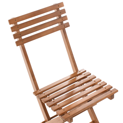 Acacia Living 3 Piece Bistro Set Brown Solid Certified Acacia With Folding Slatted Table And Two Chairs
