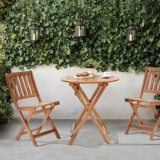 Acacia Home 3 Piece Folding Bistro Set Brown With 2 Chairs And Table