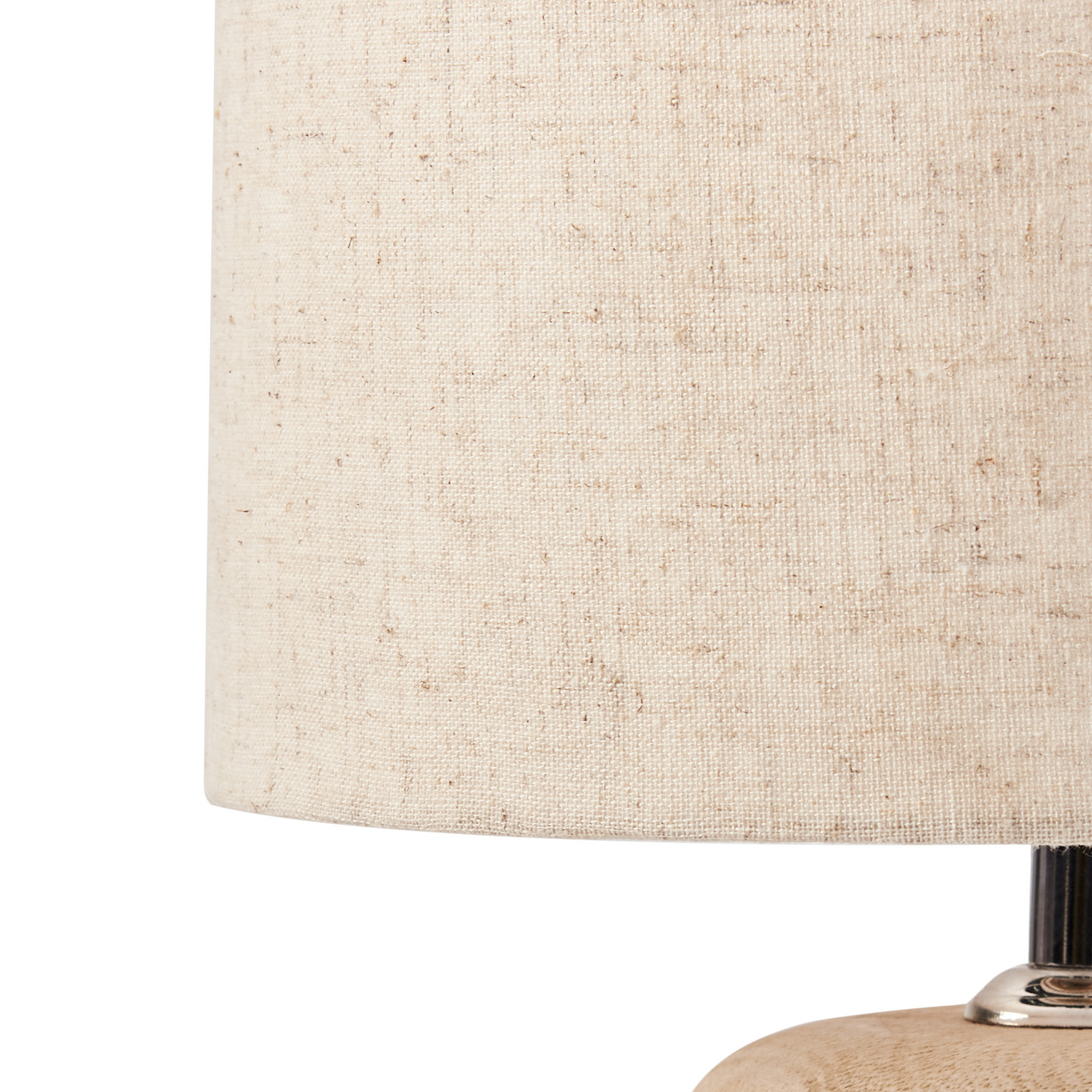 Living Table Lamp Light Brown Beige Linen Cotton Shade Mango Wood Base 41cm Modern Design