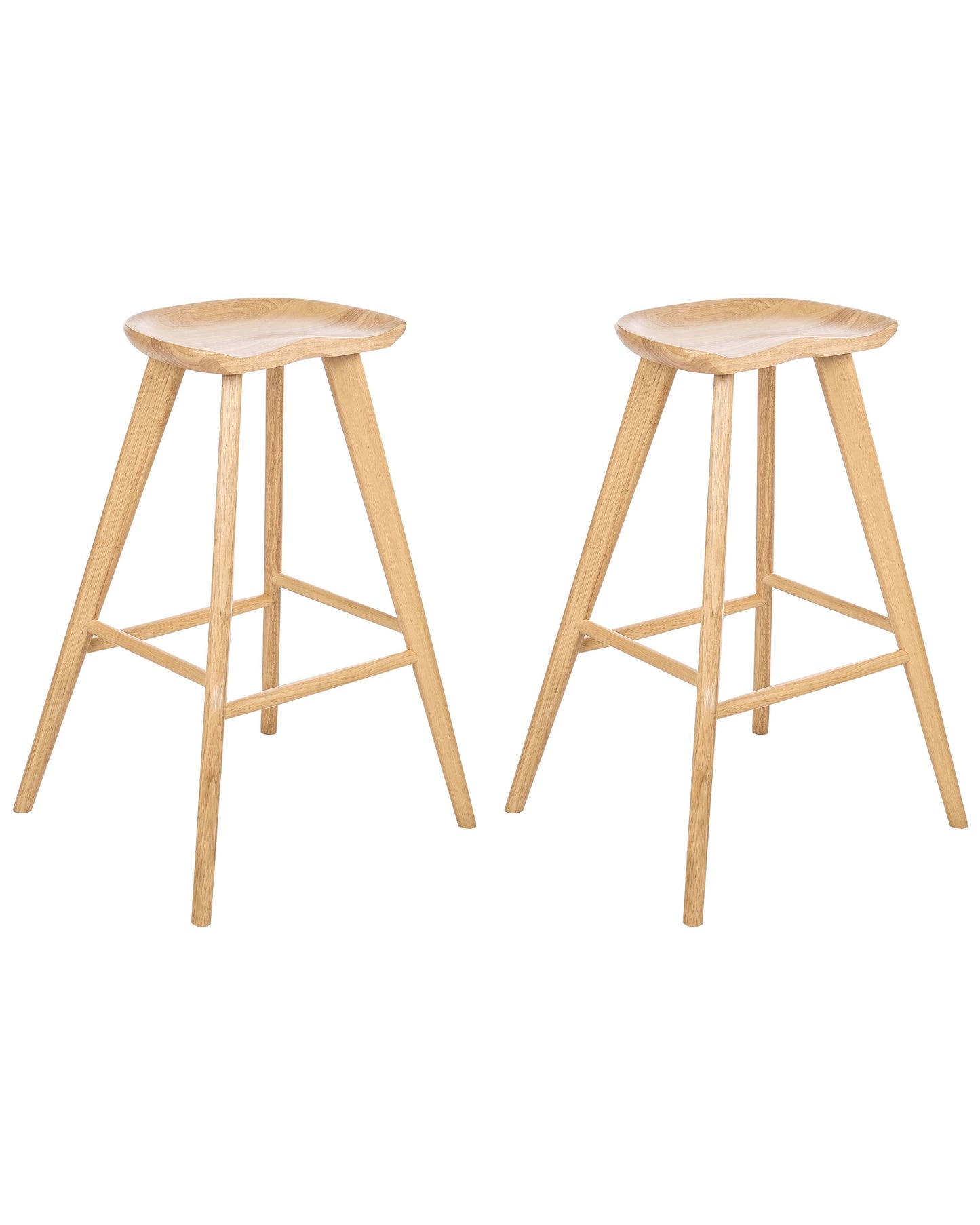 Timber Line Retro Bar Stool Set 2 Light Brown Rubber Wood Kitchen
