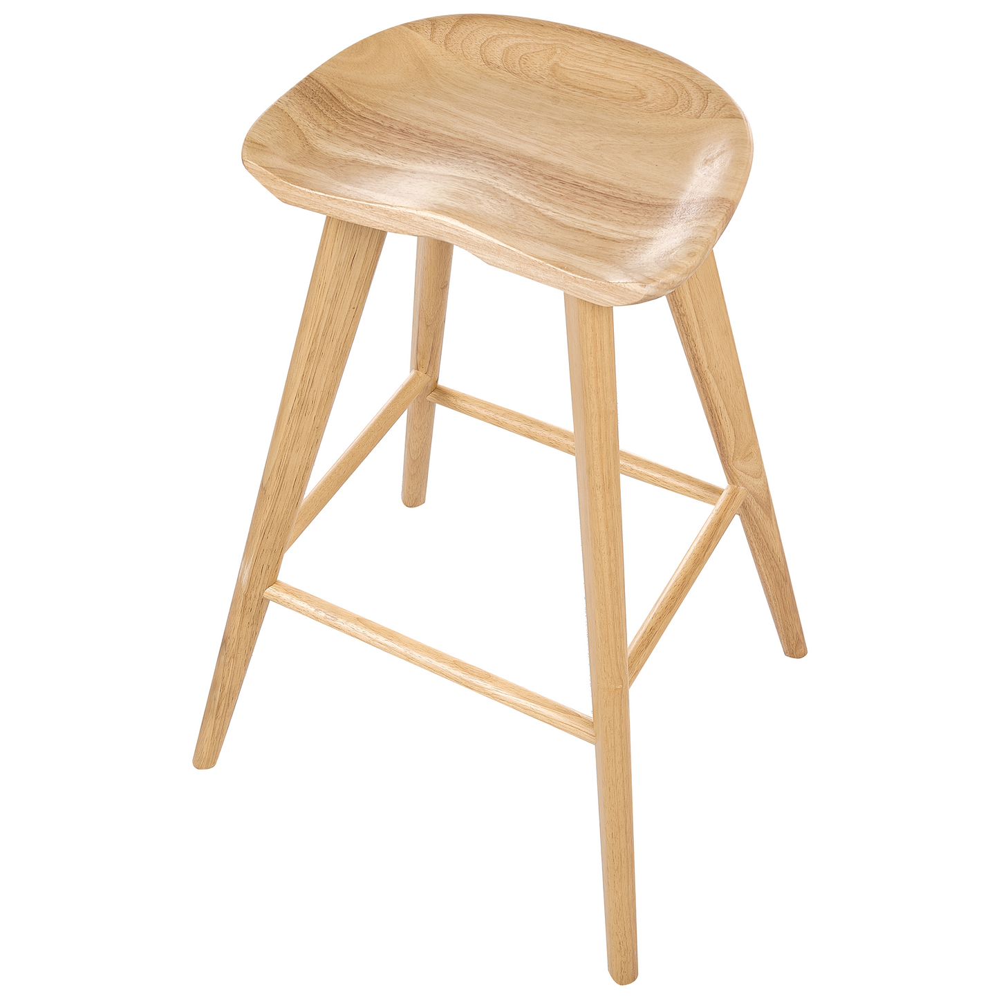 Timber Line Retro Bar Stool Set 2 Light Brown Rubber Wood Kitchen