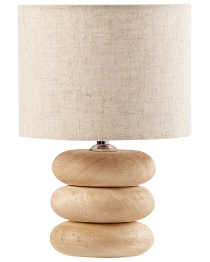 Mangowood Table Lamp Beige Linen Shade 30cm