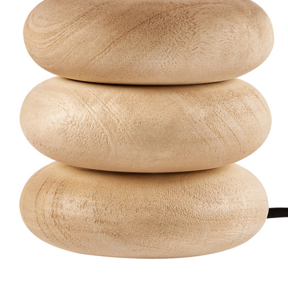 Mangowood Table Lamp Beige Linen Shade 30cm