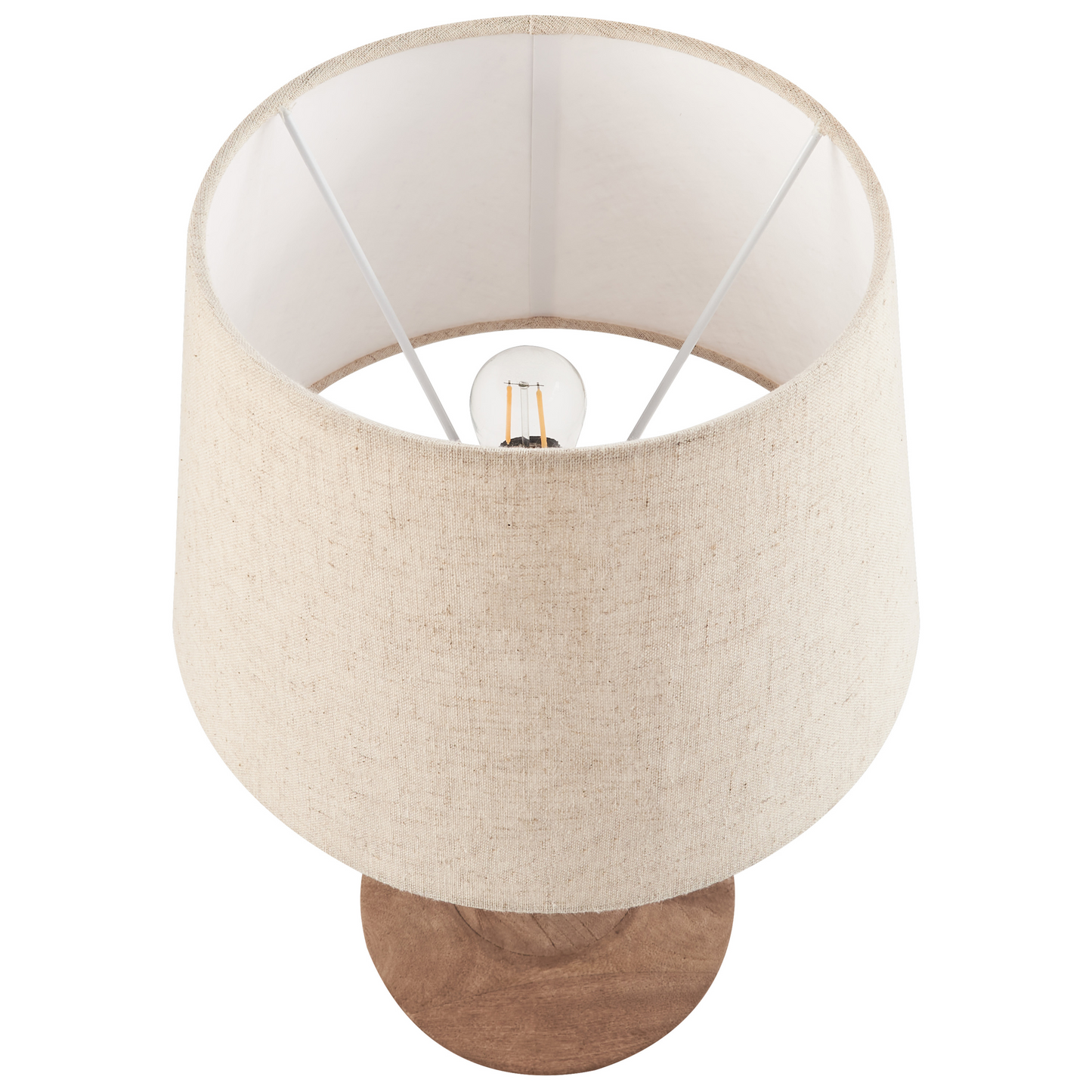 Mango Wood Table Lamp With Dark Brown Beige Linen Shade 54cm