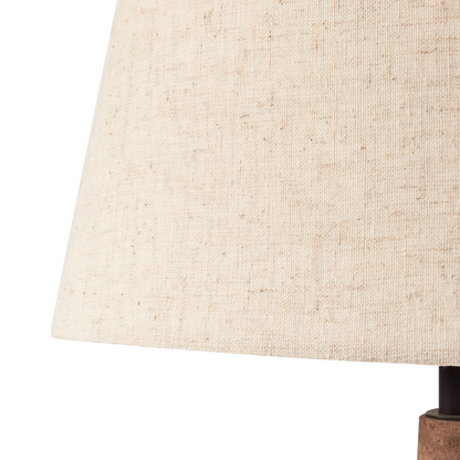 Mango Wood Table Lamp With Dark Brown Beige Linen Shade 54cm