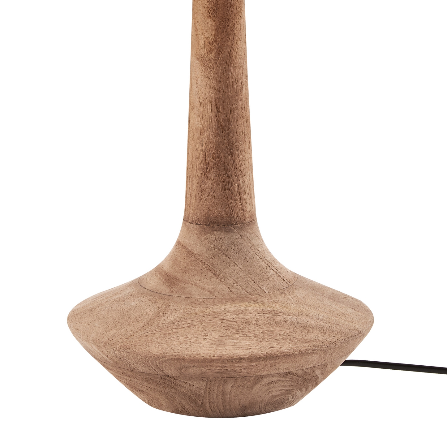 Mango Wood Table Lamp With Dark Brown Beige Linen Shade 54cm