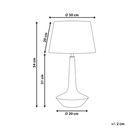 Mango Wood Table Lamp With Dark Brown Beige Linen Shade 54cm