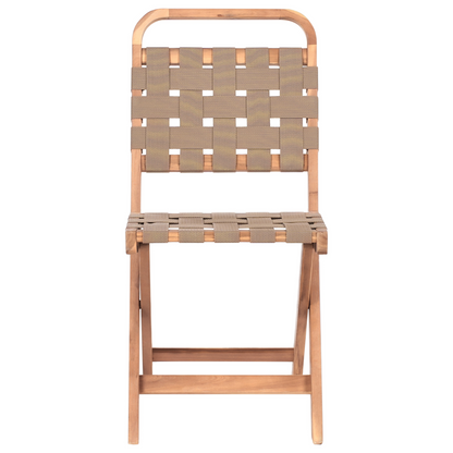 3 Piece Folding Bistro Set Brown Acacia 2 Chairs Table