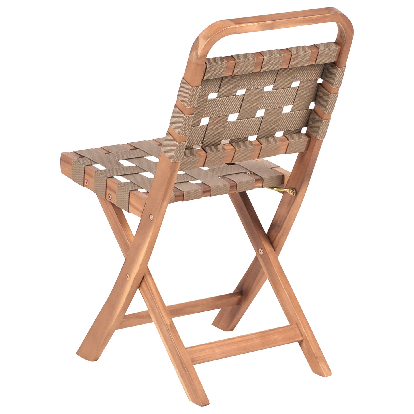 3 Piece Folding Bistro Set Brown Acacia 2 Chairs Table