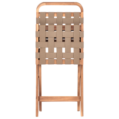 3 Piece Folding Bistro Set Brown Acacia 2 Chairs Table