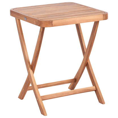 3 Piece Folding Bistro Set Brown Acacia 2 Chairs Table