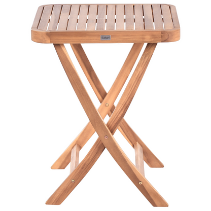 3 Piece Folding Bistro Set Brown Acacia 2 Chairs Table