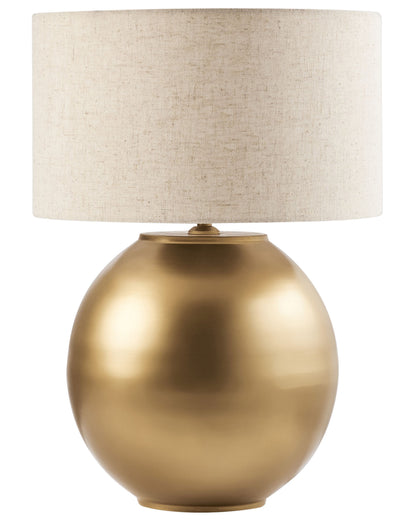 Table Lamp Beige Linen Shade Iron Base 54cm Modern