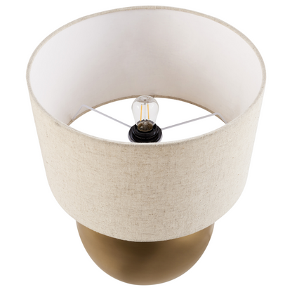 Table Lamp Beige Linen Shade Iron Base 54cm Modern