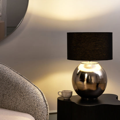 Table Lamp With Silver Finish And Beige Linen Shade 54cm