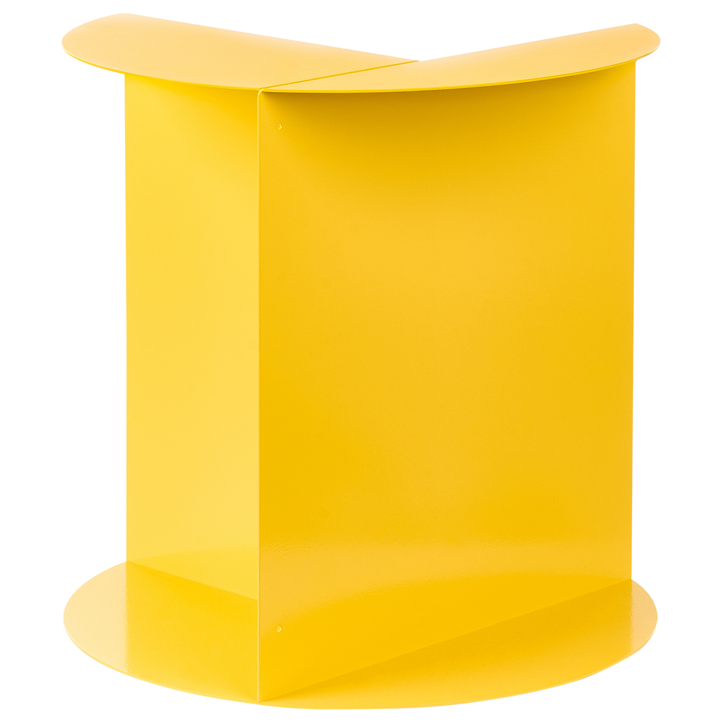 Yellow Metal Round Geometric Side Table With Shelf