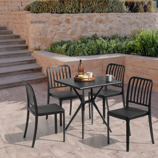 Garden Table 70 x 70cm Black Minimalist Square