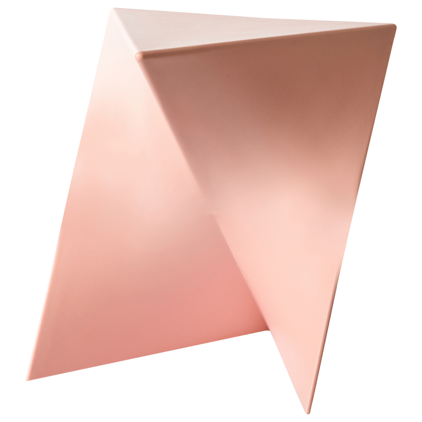 Pastel Pink Triangular Side Table With Geometric Form