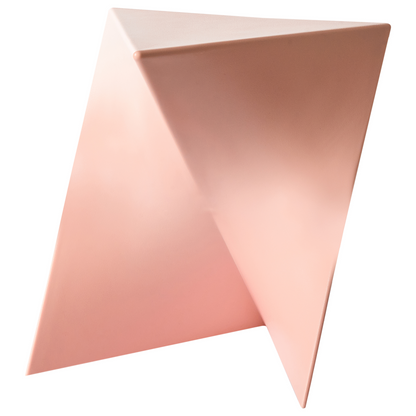 Pastel Pink Triangular Side Table With Geometric Form