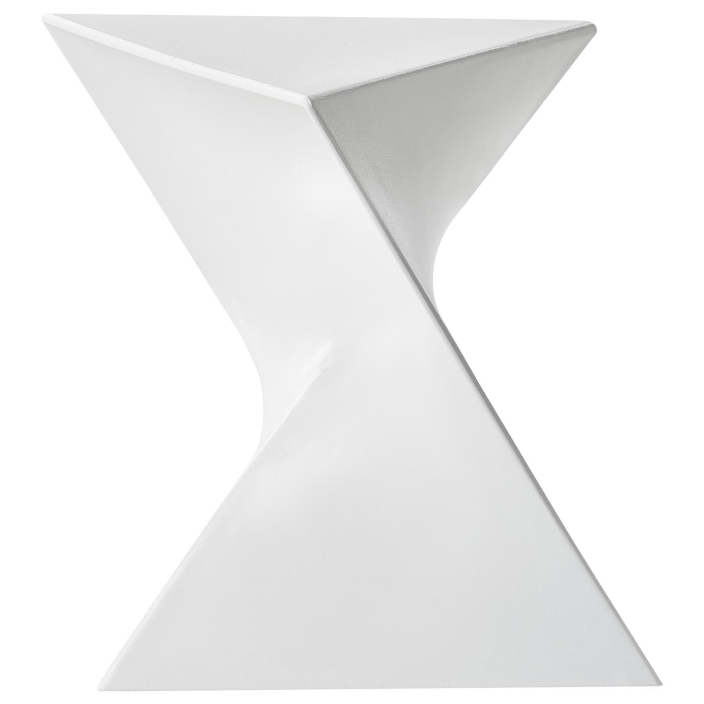 Triangular White Plastic Side Table Geometric End Table With Modern Accent
