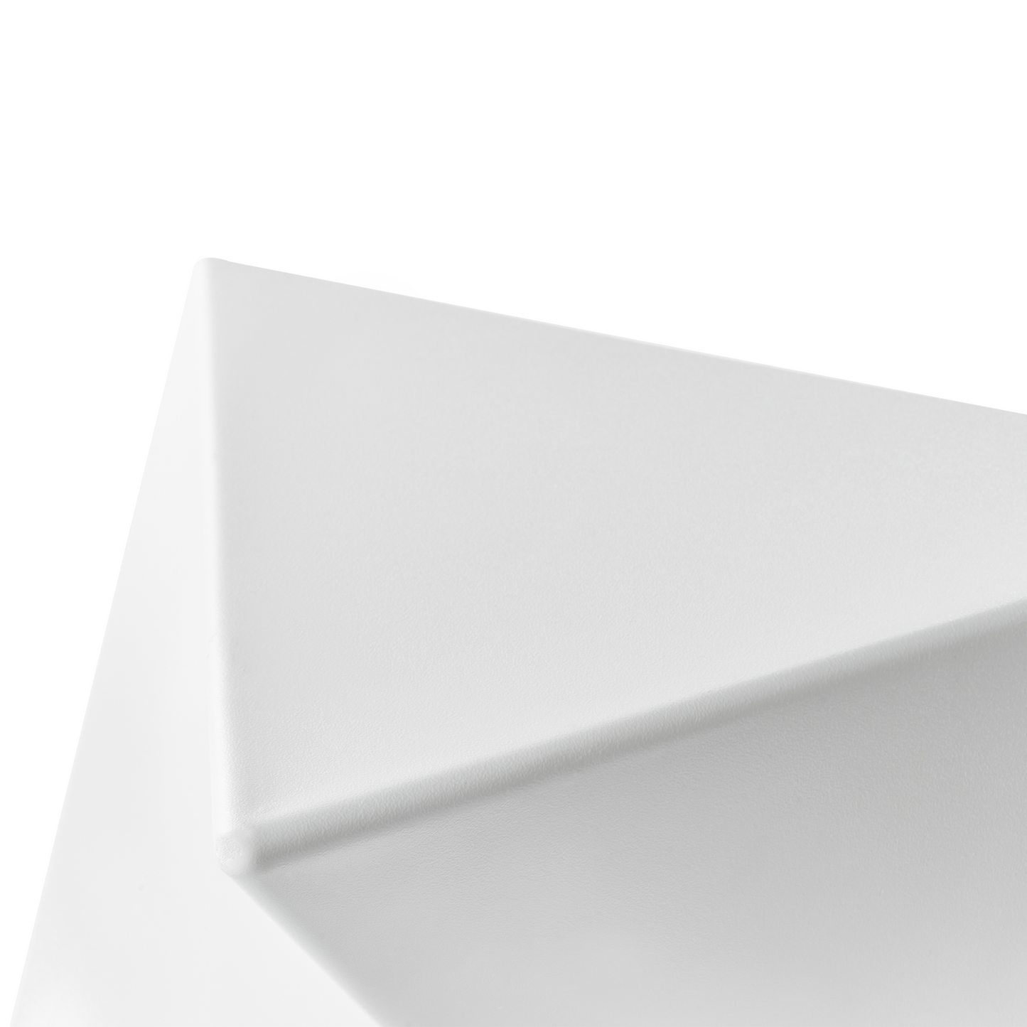 Triangular White Plastic Side Table Geometric End Table With Modern Accent