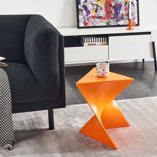 Orange Triangular Geometric Side Table